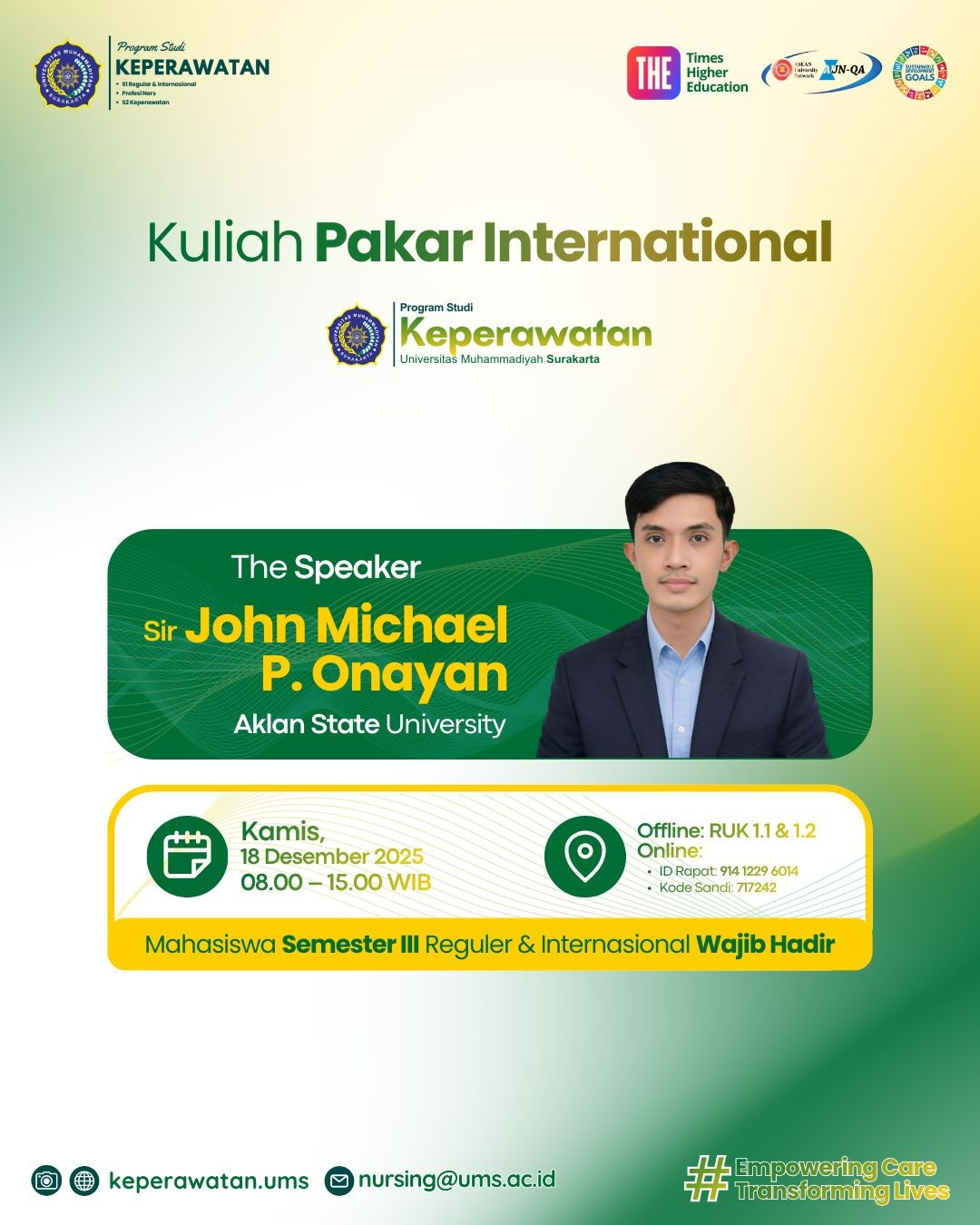 Read more about the article Kuliah Pakar Internasional: The Speaker Sir John Michael P. Onayan