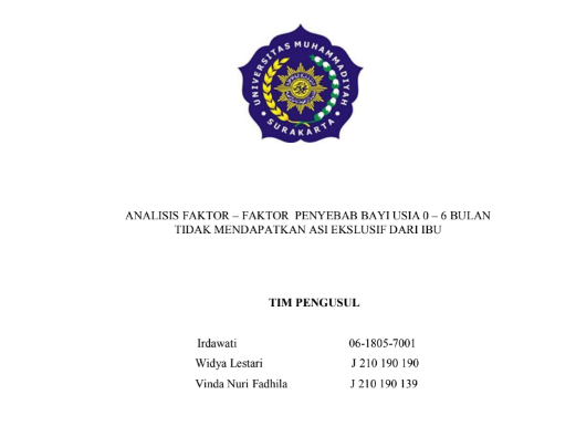 You are currently viewing Analisis Faktor – Faktor Penyebab Ibu Tidak Memberikan Asi Ekslusif Pada Bayi Usia 0 – 6 Bulan