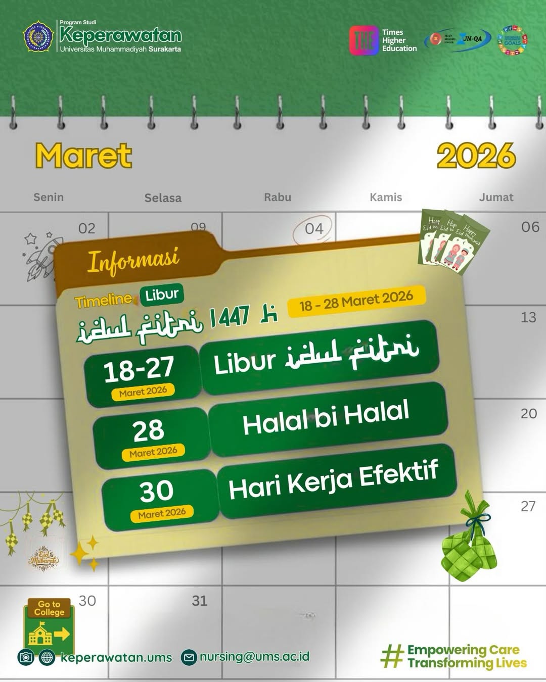 Read more about the article Sambut Idul Fitri 1447 H, Program Studi Keperawatan Universitas Muhammadiyah Surakarta Tetapkan Jadwal Libur dan Halal bi Halal