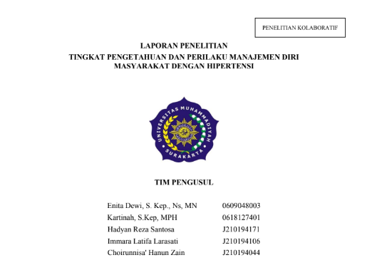 You are currently viewing Tingkat Pengetahuan Dan Perilaku Manajemen Diri Masyarakat Dengan Hipertensi