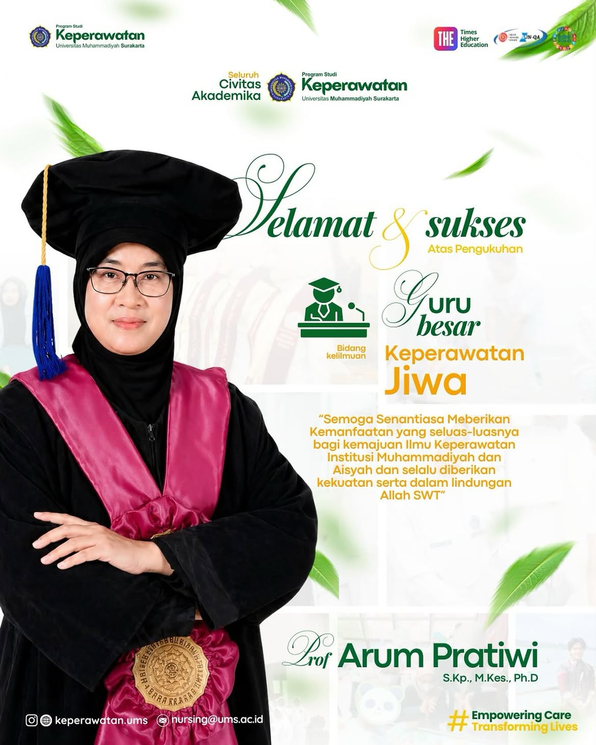 Read more about the article Selamat dan Sukses atas Pengukuhan Prof. Arum Pratiwi Sebagai Guru Besar Bidang Keilmuan Keperawatan Jiwa UMS
