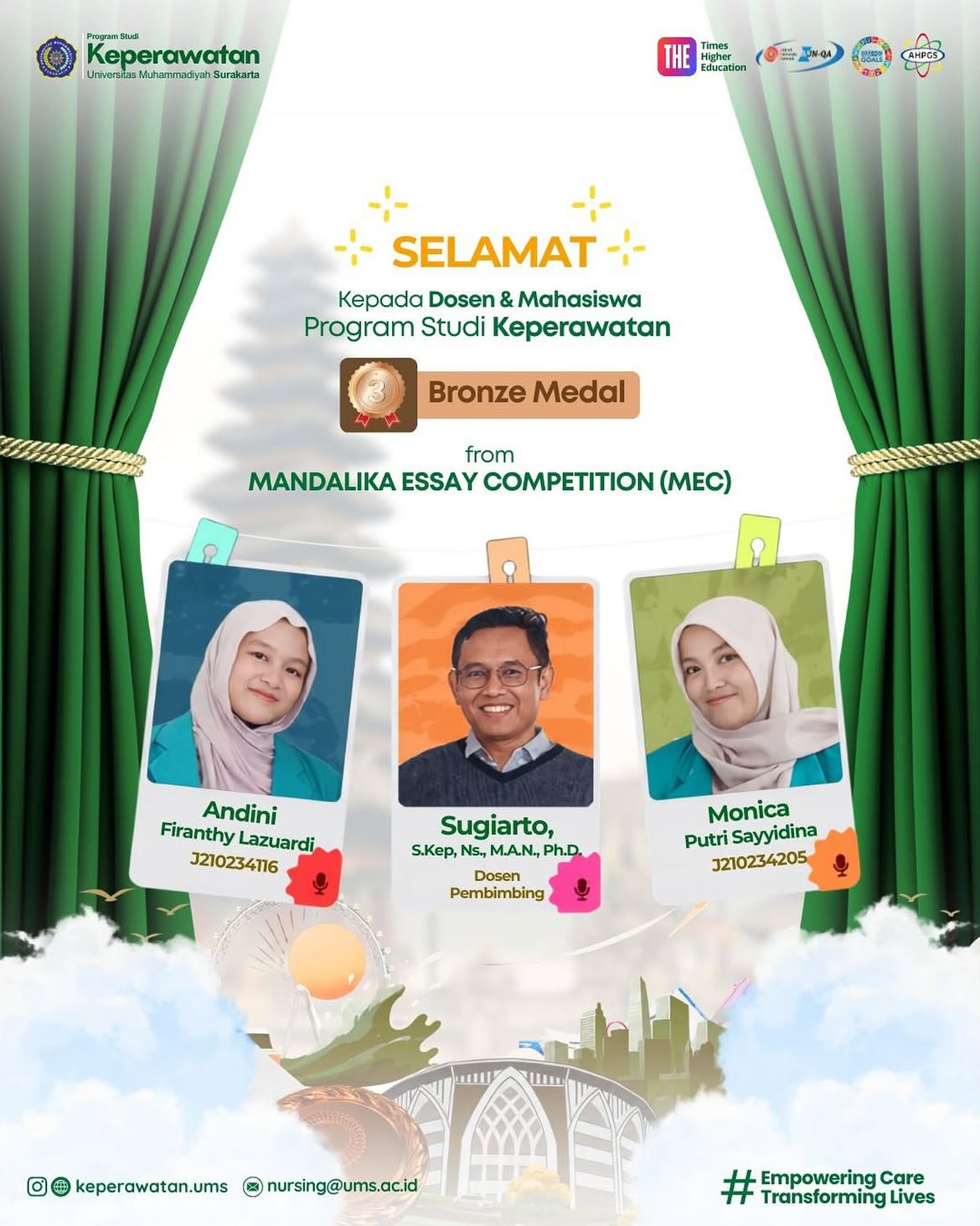 Read more about the article Kolaborasi Dosen dan Mahasiswa Keperawatan UMS Raih Bronze Medal di Mandalika Essay Competition
